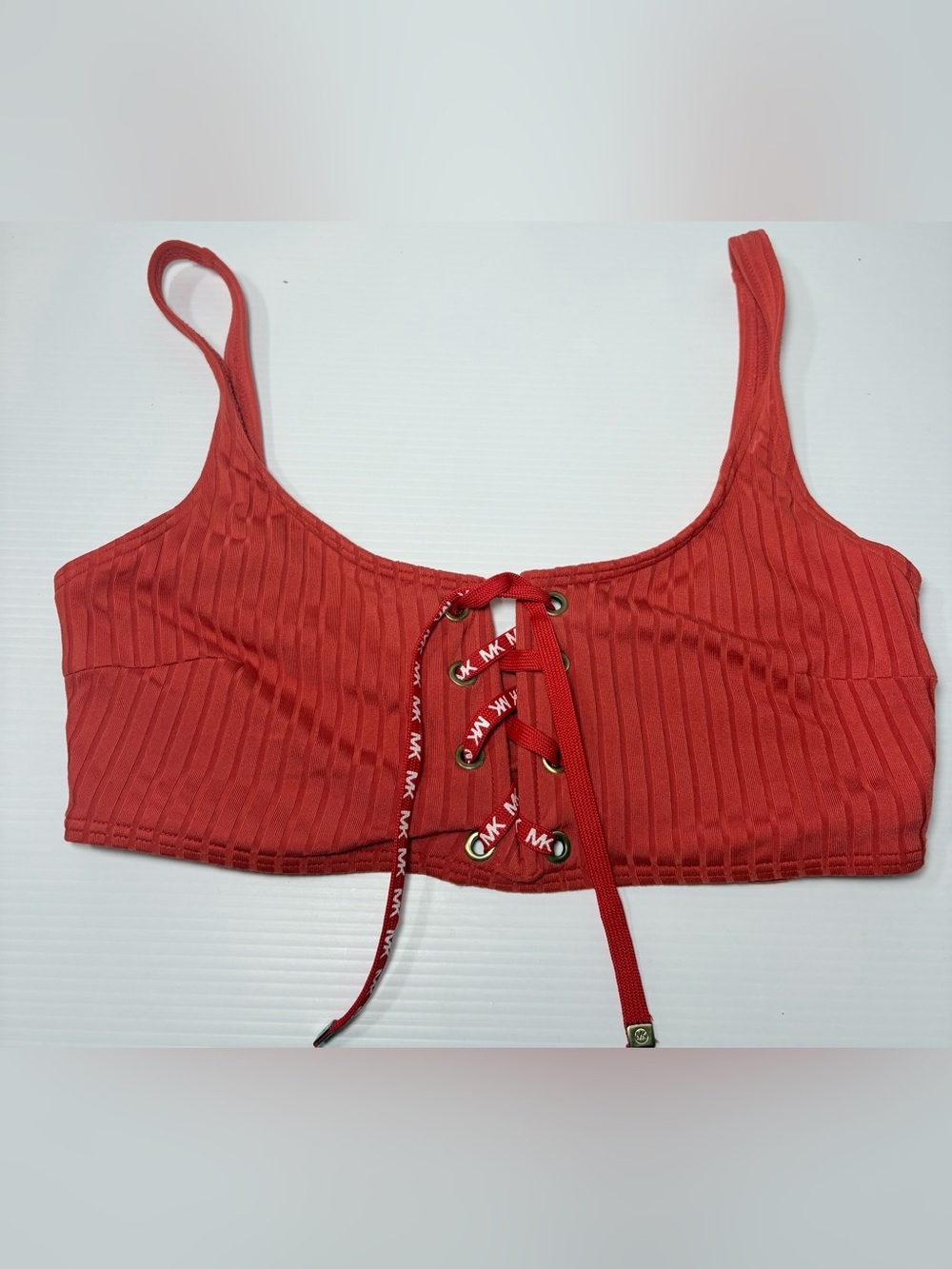 Michael Kors Rust Red Lace-Up Bikini Top